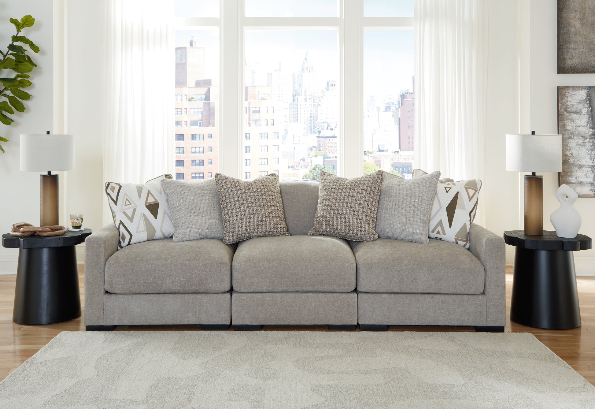 Bradenton Furniture Outlet - Ashley Furniture - Aslan Court Sectional - RAF 6-Piece Sectional with Chaise / Flax - 20305S8