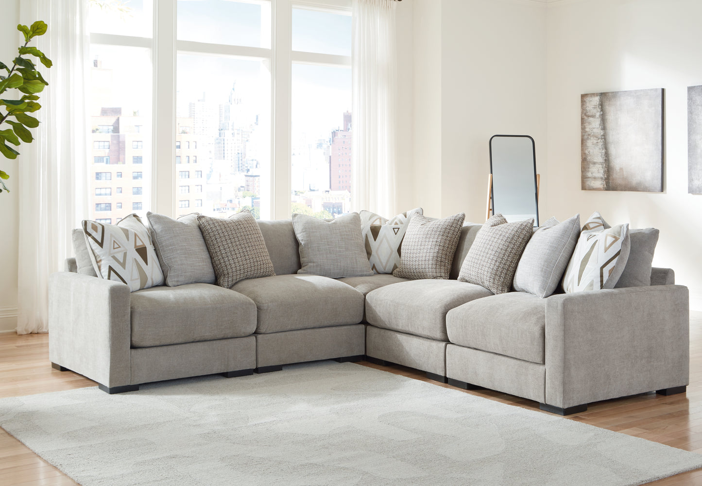 Bradenton Furniture Outlet - Ashley Furniture - Aslan Court Sectional - RAF 5-Piece Sectional / Pebble - 20305S6