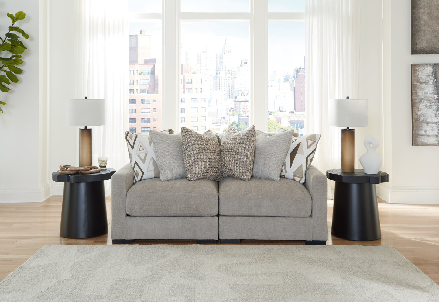 Bradenton Furniture Outlet - Ashley Furniture - Aslan Court Sectional - RAF 2-Piece Loveseat Sectional / Pebble - 20305S1