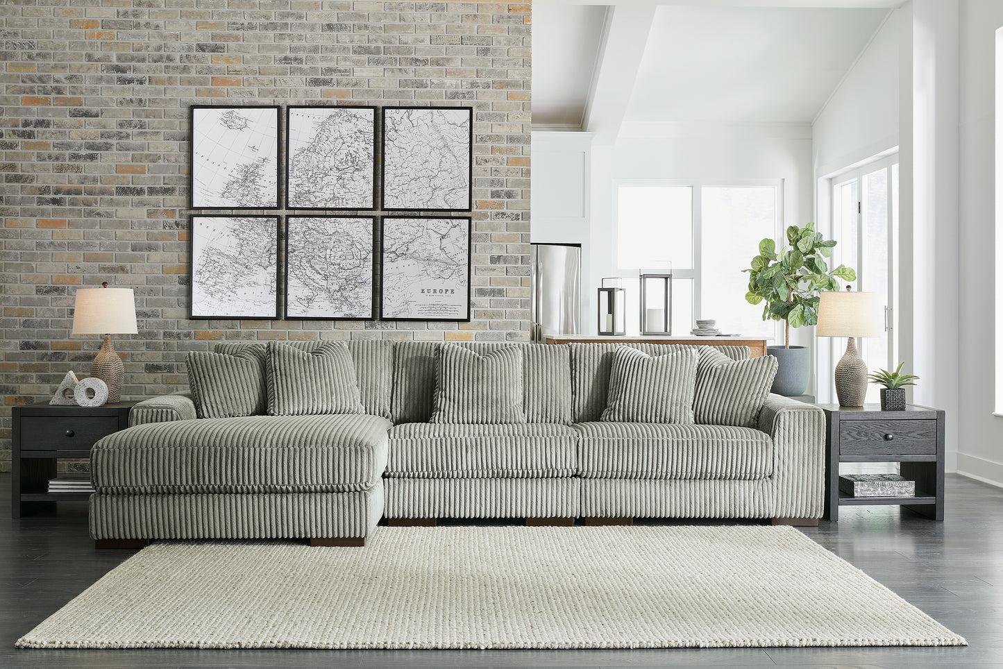 Bradenton Furniture Outlet - Ashley Furniture - Lindyn Sectional - RAF 3-Piece Sectional with Chaise / Fog - 21105S10