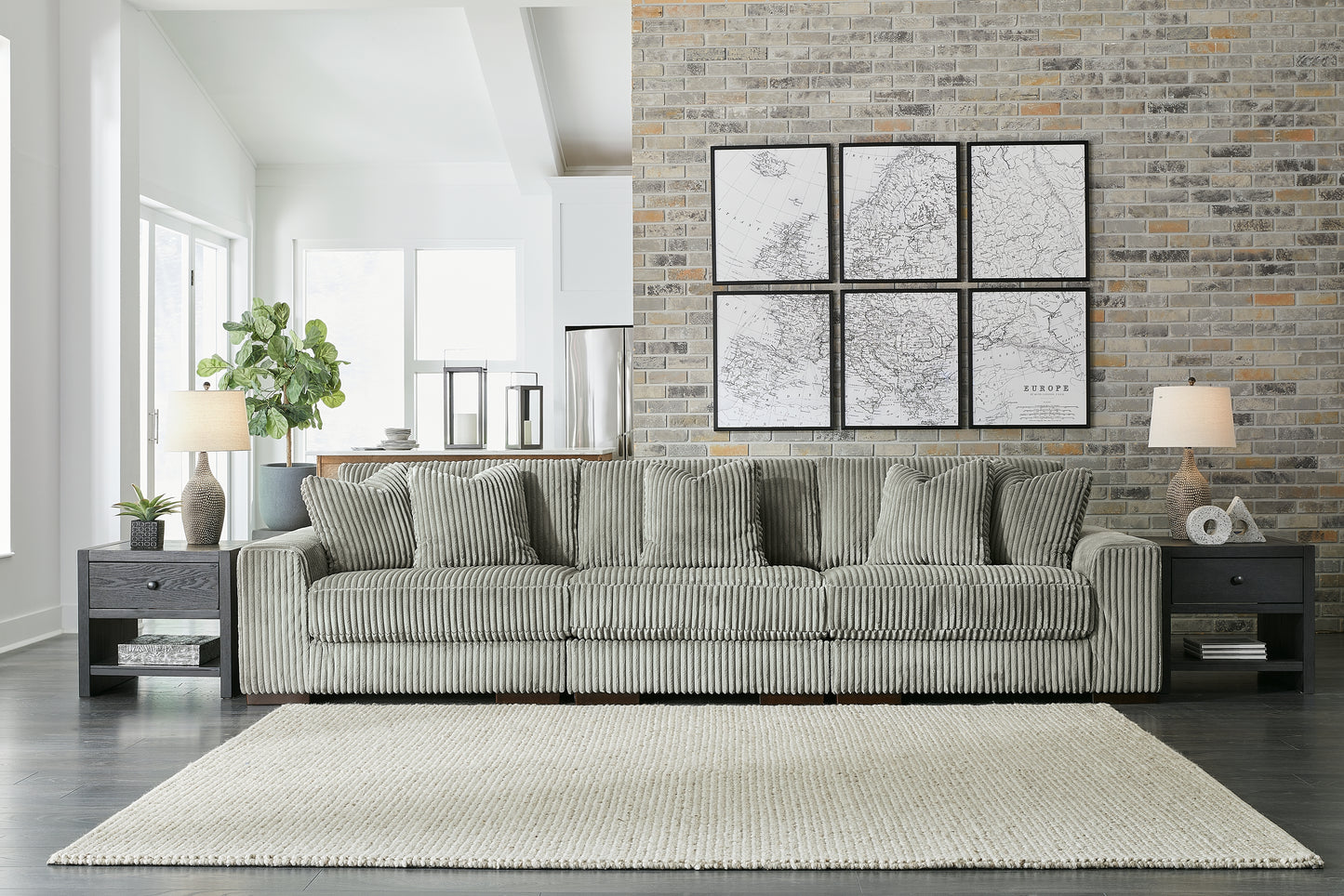 Bradenton Furniture Outlet - Ashley Furniture - Lindyn Sectional - RAF 3-Piece Sectional Sofa / Fog - 21105S14