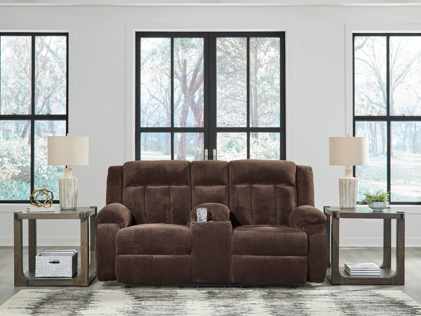 Bradenton Furniture Outlet - Ashley Furniture - Observation Living Room - DBL REC PWR Loveseat w/Console / Chocolate - PC2140696