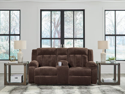 Bradenton Furniture Outlet - Ashley Furniture - Observation Living Room - DBL REC PWR Loveseat w/Console / Chocolate - PC2140696