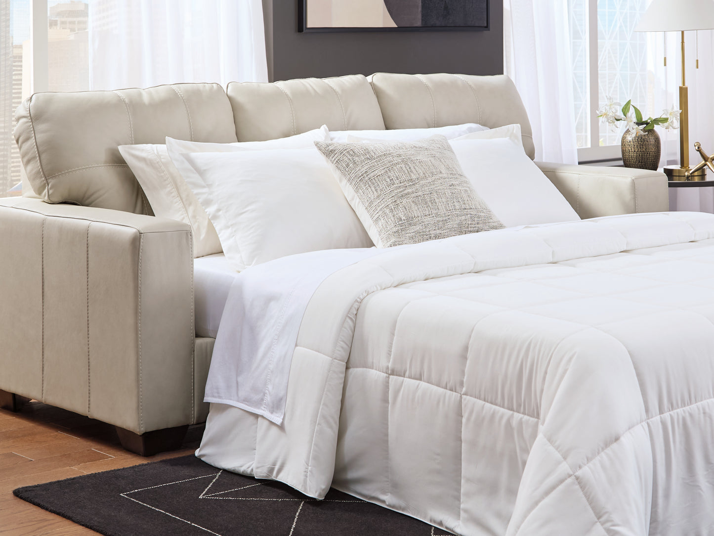 Bradenton Furniture Outlet - Ashley Furniture - Santorine Living Room - Queen Sofa Sleeper / Bone - 2170839