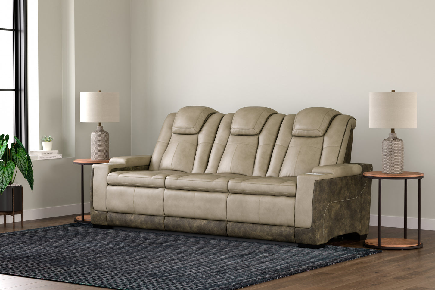 Bradenton Furniture Outlet - Ashley Furniture - Next-Gen DuraPella Living Room - PWR REC Sofa with ADJ Headrest / Sand - 2200315