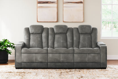 Bradenton Furniture Outlet - Ashley Furniture - Next-Gen DuraPella Living Room - PWR REC Sofa with ADJ Headrest / Slate - 2200415