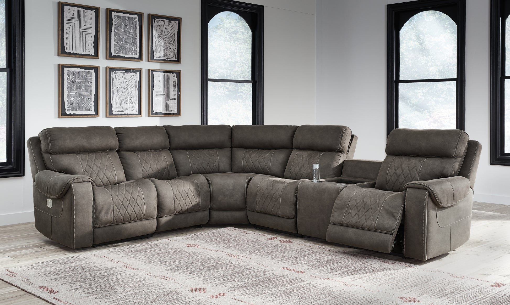 Bradenton Furniture Outlet - Ashley Furniture - Hoopster Sectional - 6-Piece Power Reclining Sectional / Gunmetal - 23703S5