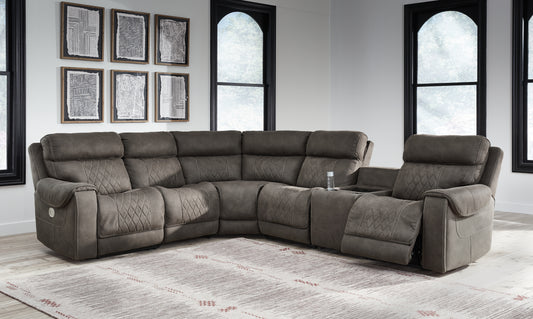 Bradenton Furniture Outlet - Ashley Furniture - Hoopster Sectional - 6-Piece Power Reclining Sectional / Gunmetal - 23703S5