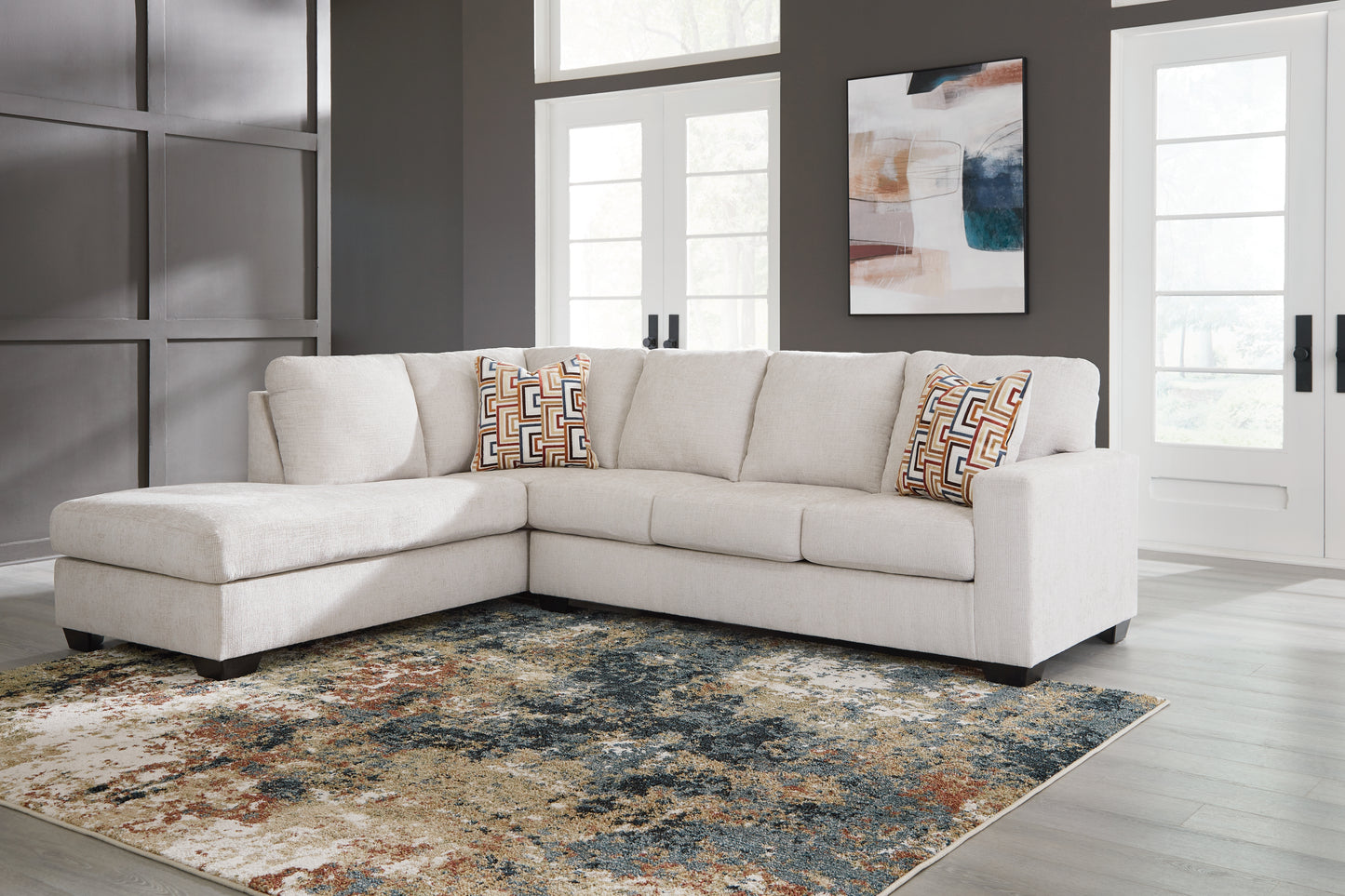 Bradenton Furniture Outlet - Ashley Furniture - Aviemore Sectional - RAF 2-Piece Sectional with Chaise / Stone - 24305S1