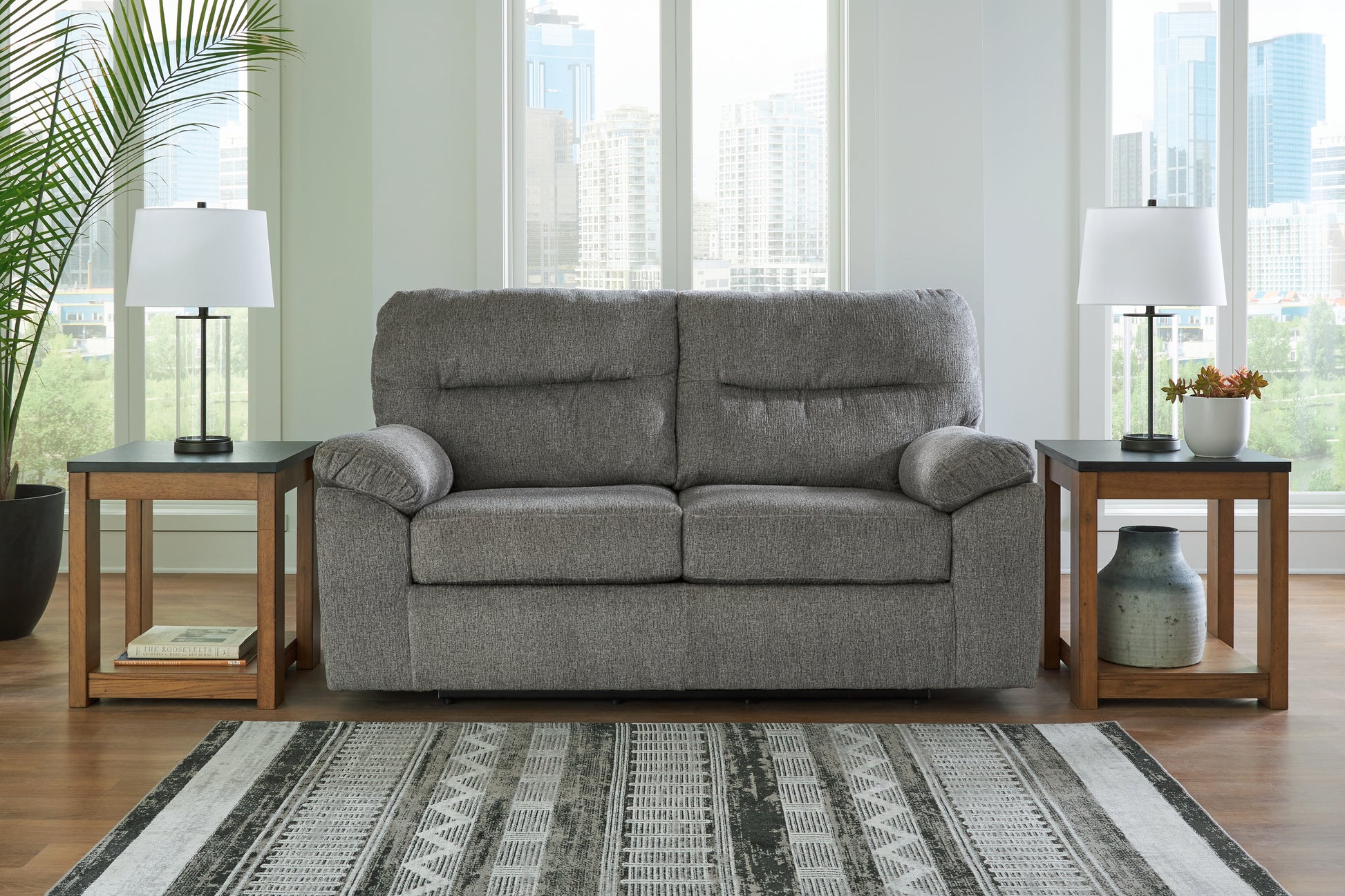 Bradenton Furniture Outlet - Ashley Furniture - Bindura Living Room - Glider Loveseat / Mineral - 3030578