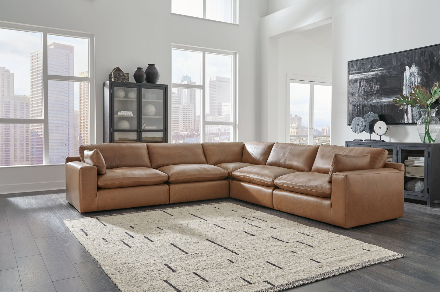 Bradenton Furniture Outlet - Ashley Furniture - Emilia Sectional - RAF 5-Piece Sectional / Caramel - 30901S4