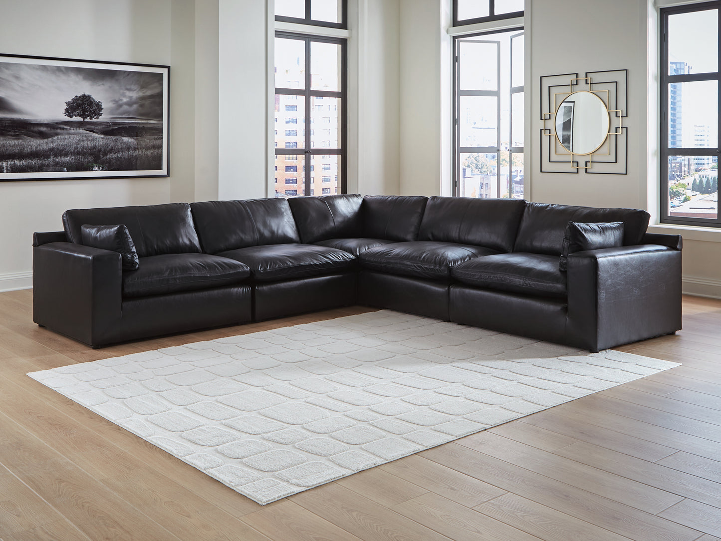 Bradenton Furniture Outlet - Ashley Furniture - Emilia Sectional - RAF 5-Piece Sectional / Black - 30902S4