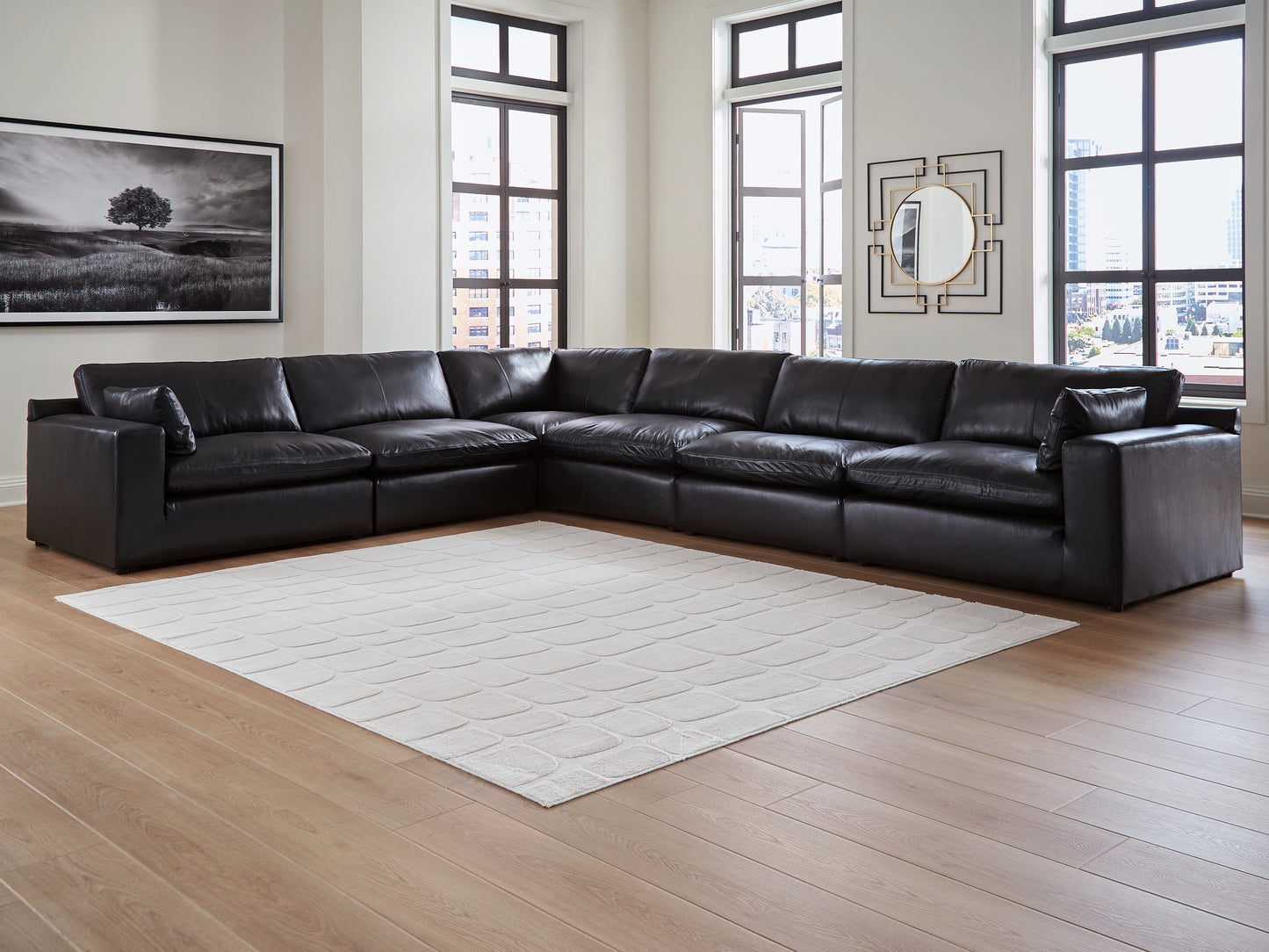 Bradenton Furniture Outlet - Ashley Furniture - Emilia Sectional - RAF 6-Piece Sectional / Black - 30902S5
