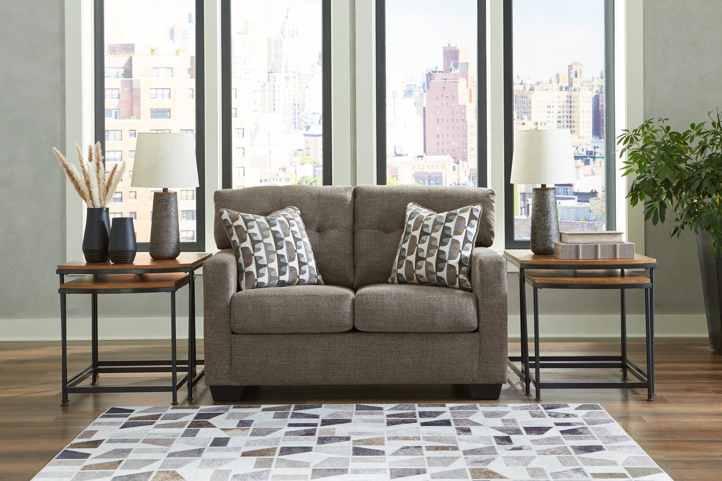 Bradenton Furniture Outlet - Ashley Furniture - Mahoney Living Room - Loveseat / Chocolate - 3100535