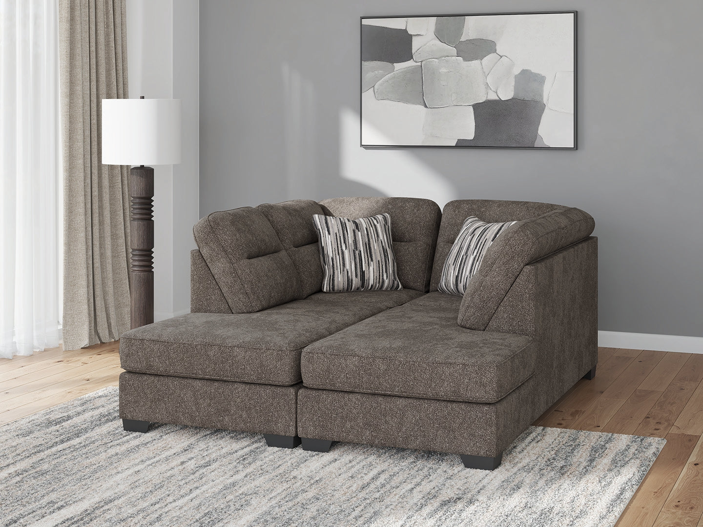 Bradenton Furniture Outlet - Ashley Furniture - Olten Sectional - RAF 2-Piece Super Chaise / Graphite - 31305S3