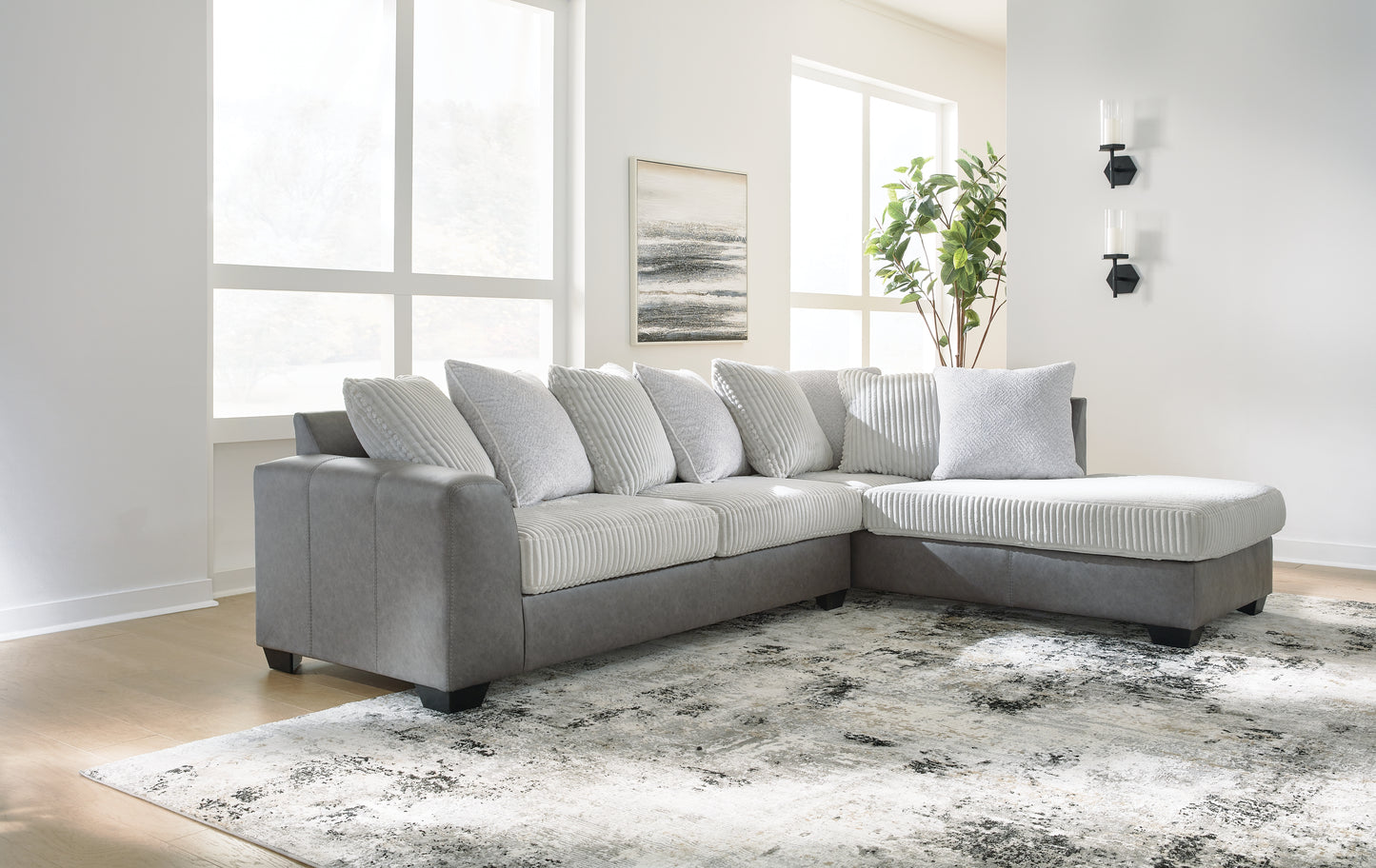Bradenton Furniture Outlet - Ashley Furniture - Clairette Court Sectional - LAF 2-Piece Sectional with Chaise / Alloy - 31503S2