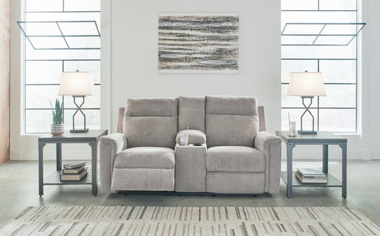 Bradenton Furniture Outlet - Ashley Furniture - Barnsana Living Room - DBL REC PWR Loveseat w/Console / Gravel - 3320296
