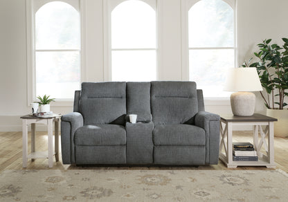 Bradenton Furniture Outlet - Ashley Furniture - Barnsana Living Room - DBL REC PWR Loveseat w/Console / Gravel - 3320296