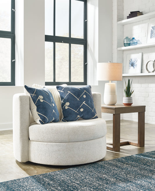 Bradenton Furniture Outlet - Ashley Furniture - Padova Living Room - Swivel Accent Chair / Ivory - 3370644