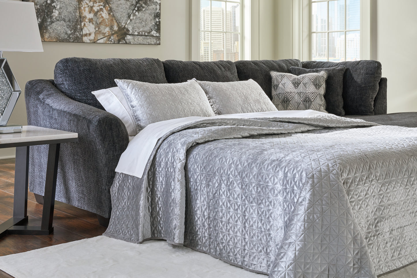 Bradenton Furniture Outlet - Ashley Furniture - Biddeford Sectional - 2-Piece Sleeper Sectional with Chaise / Shadow - 35504S4