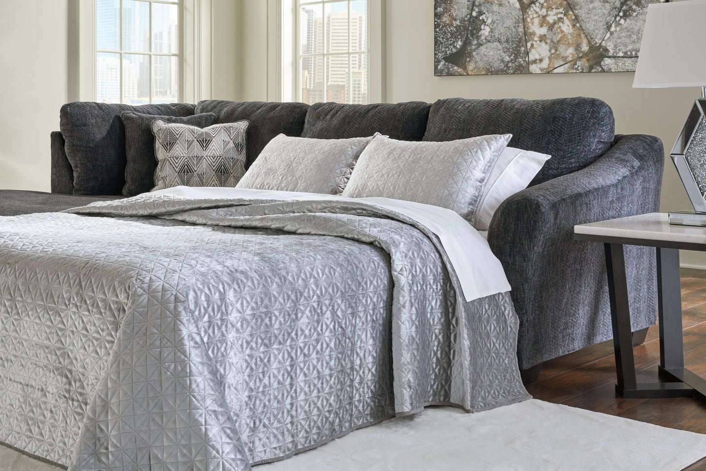 Bradenton Furniture Outlet - Ashley Furniture - Biddeford Sectional - 2-Piece Sleeper Sectional with Chaise / Shadow - 35504S4