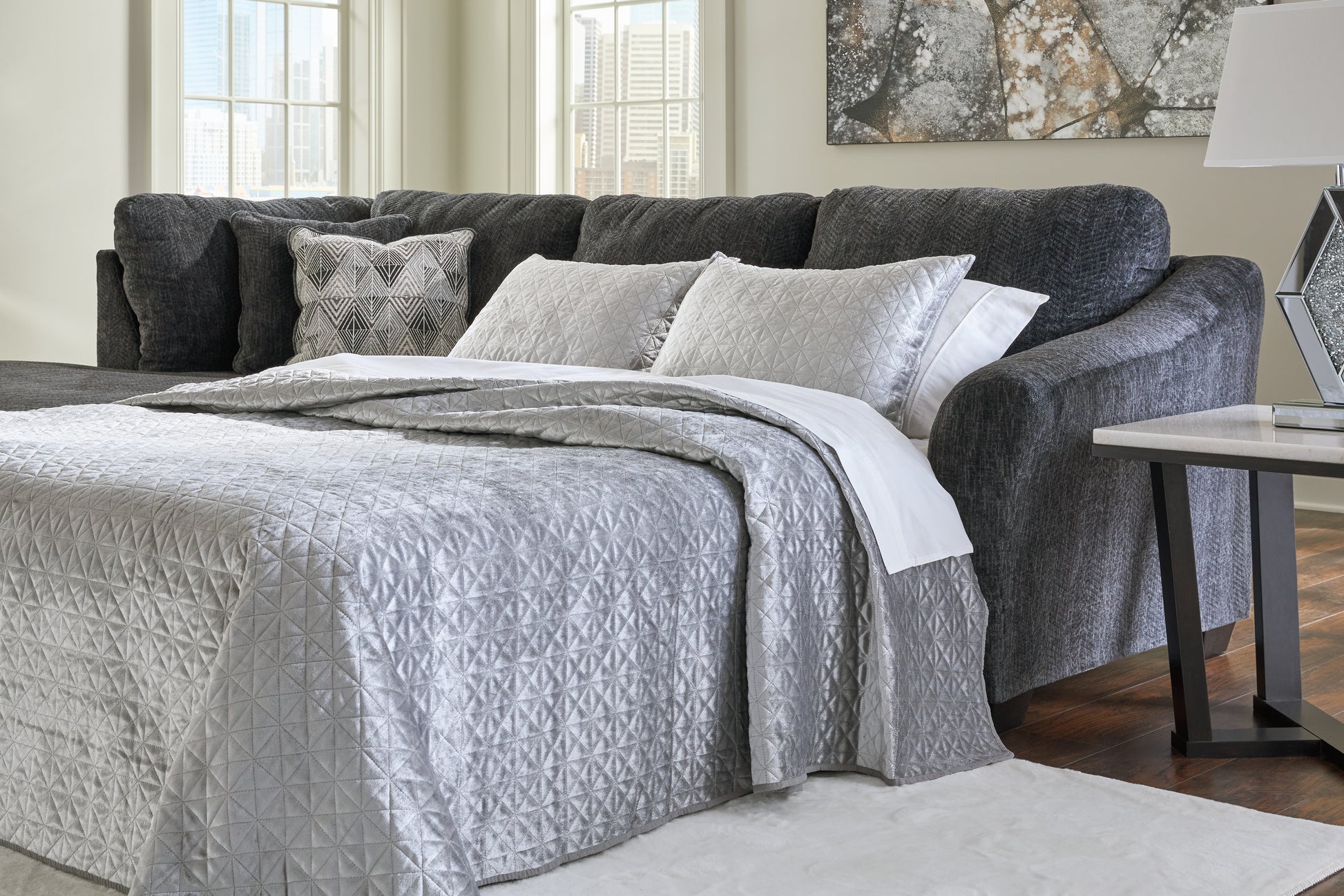 Bradenton Furniture Outlet - Ashley Furniture - Biddeford Sectional - 2-Piece Sleeper Sectional with Chaise / Shadow - 35504S4
