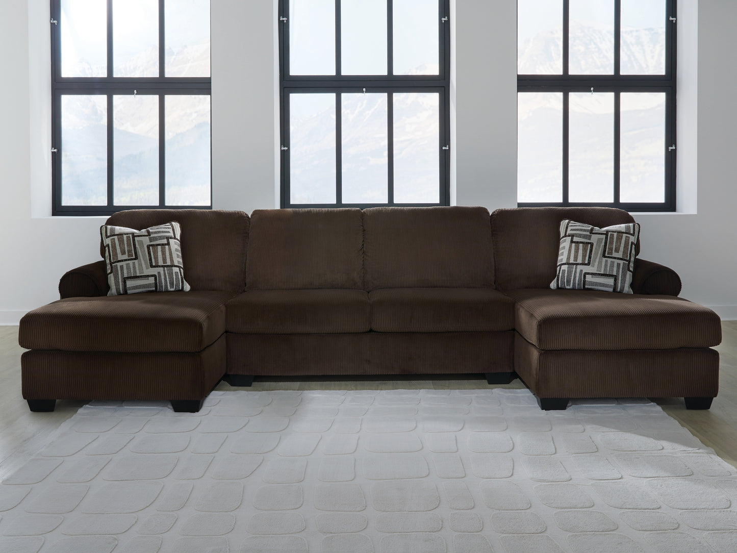 Bradenton Furniture Outlet - Ashley Furniture - Kimlee Sectional - RAF 3-Piece Sectional with Double Chaise / Chocolate - PC35603S3