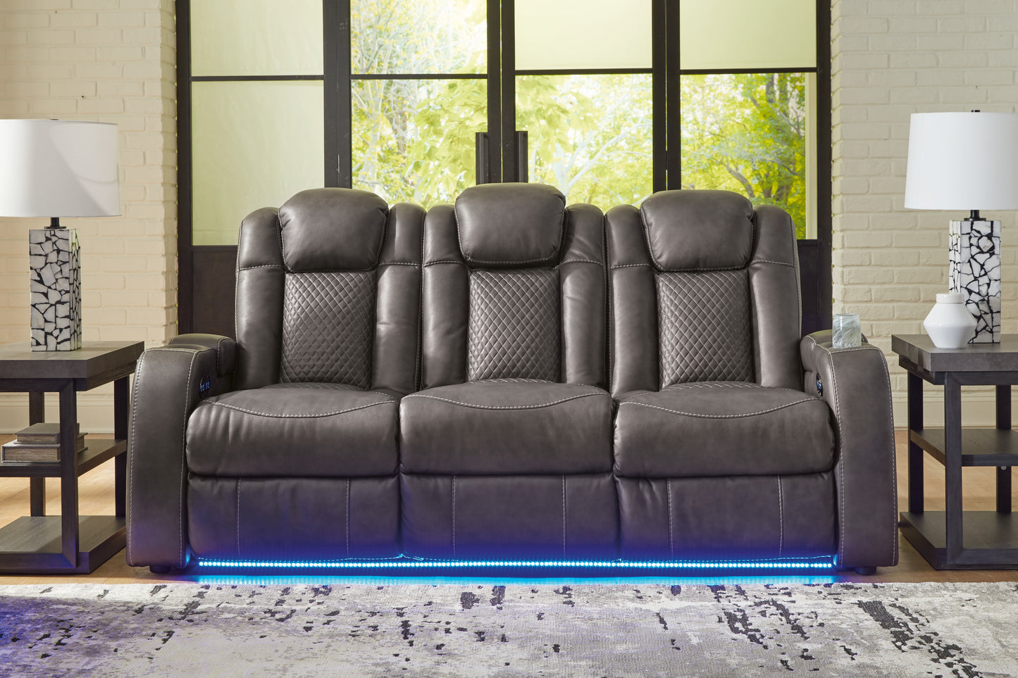 Bradenton Furniture Outlet - Ashley Furniture - Fyne-Dyme Living Room - PWR REC Sofa with ADJ Headrest / Shadow - 3660215