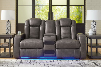 Bradenton Furniture Outlet - Ashley Furniture - Fyne-Dyme Living Room - PWR REC Loveseat/CON/ADJ HDRST / Shadow - 3660218