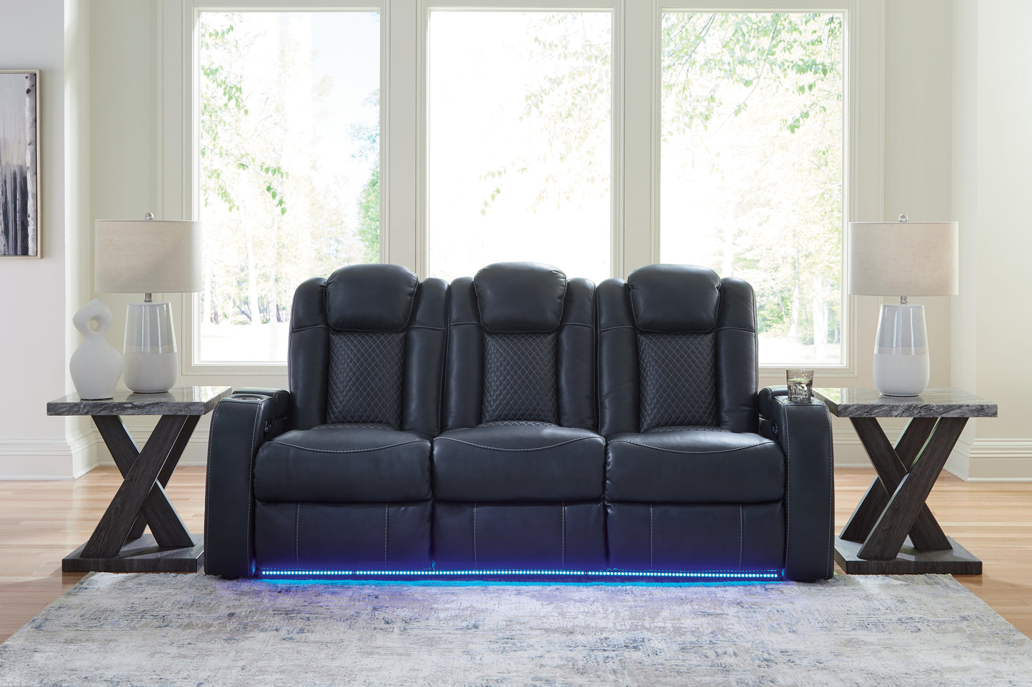 Bradenton Furniture Outlet - Ashley Furniture - Fyne-Dyme Living Room - PWR REC Sofa with ADJ Headrest / Sapphire - 3660315