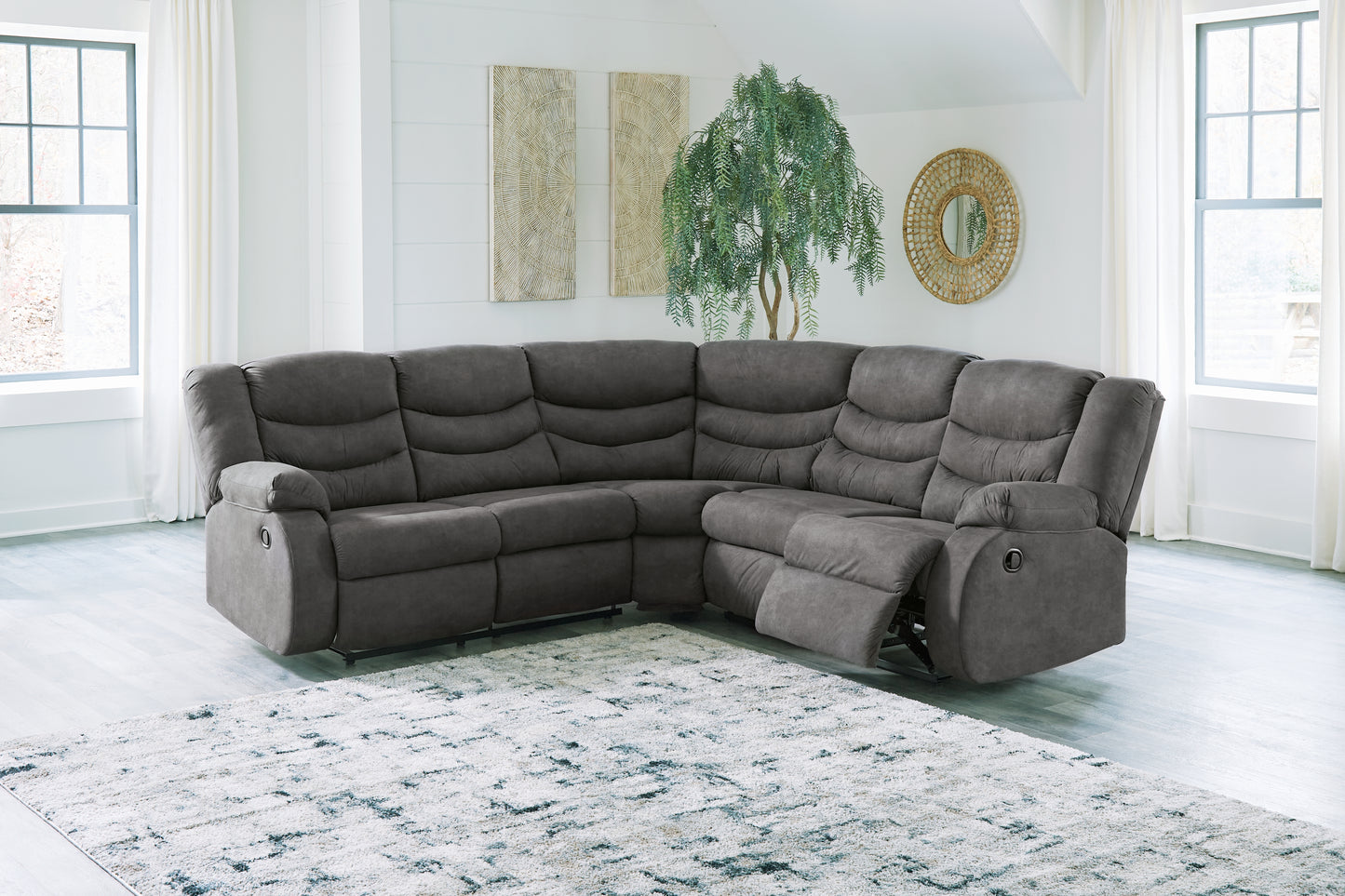 Bradenton Furniture Outlet - Ashley Furniture - Partymate Sectional - 2-Piece Reclining Sectional / Slate - 36903S2