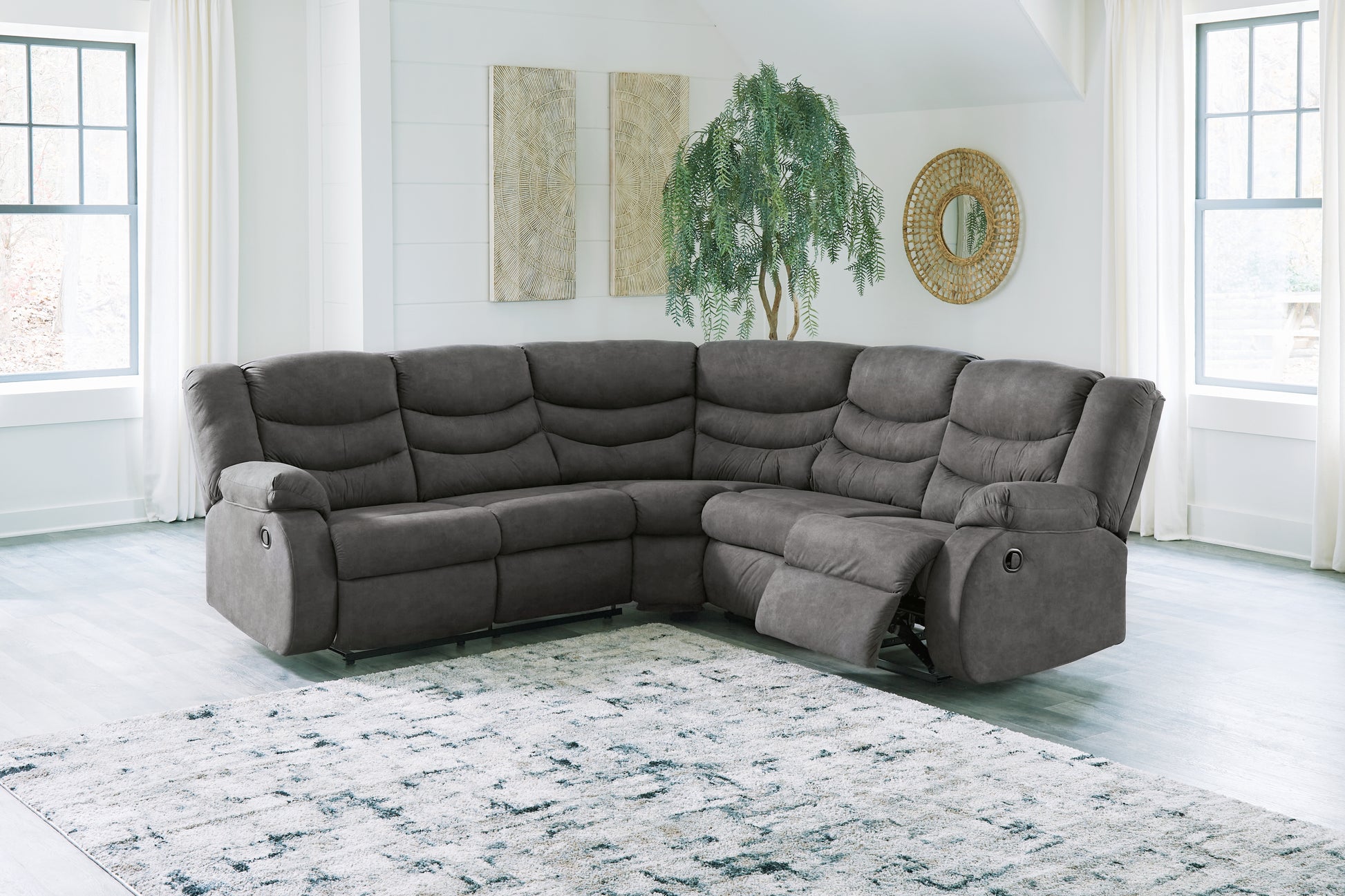 Bradenton Furniture Outlet - Ashley Furniture - Partymate Sectional - 2-Piece Reclining Sectional / Slate - 36903S2