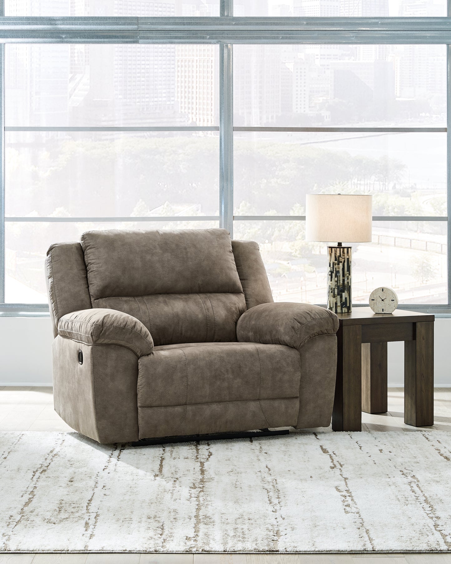 Bradenton Furniture Outlet - Ashley Furniture - Laresview Living Room - DBL Rec Loveseat w/Console / Fossil - 3720394
