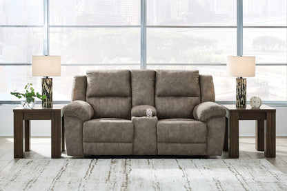 Bradenton Furniture Outlet - Ashley Furniture - Laresview Living Room - DBL Rec Loveseat w/Console / Fossil - 3720394