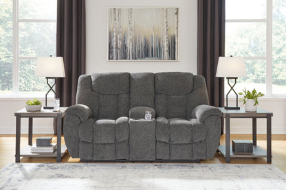 Bradenton Furniture Outlet - Ashley Furniture - Foreside Living Room - DBL Rec Loveseat w/Console / Charcoal - 3810494