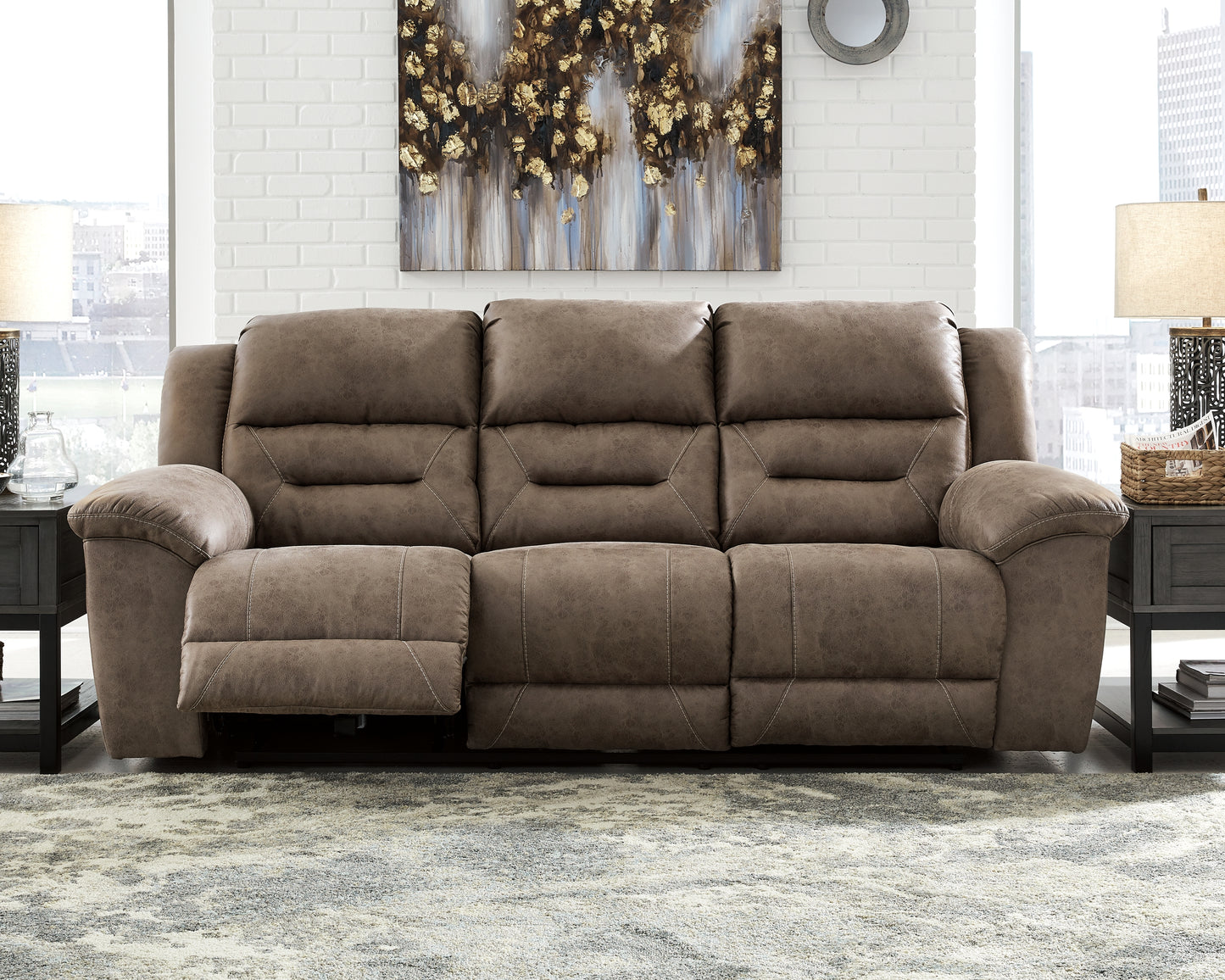 Bradenton Furniture Outlet - Ashley Furniture - Stoneland Living Room - Reclining Power Sofa / Fossil - 3990587