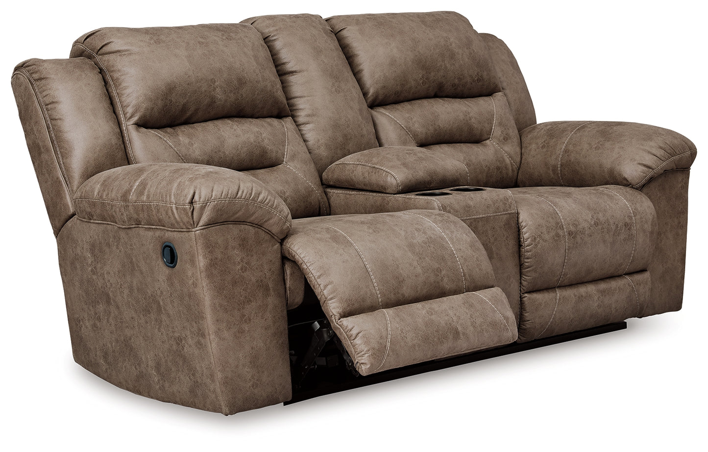 Bradenton Furniture Outlet - Ashley Furniture - Stoneland Living Room - DBL Rec Loveseat w/Console / Fossil - 3990594