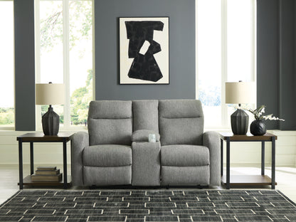 Bradenton Furniture Outlet - Ashley Furniture - Gauntlet Living Room - DBL Rec Loveseat w/Console / Sterling - PC4220494