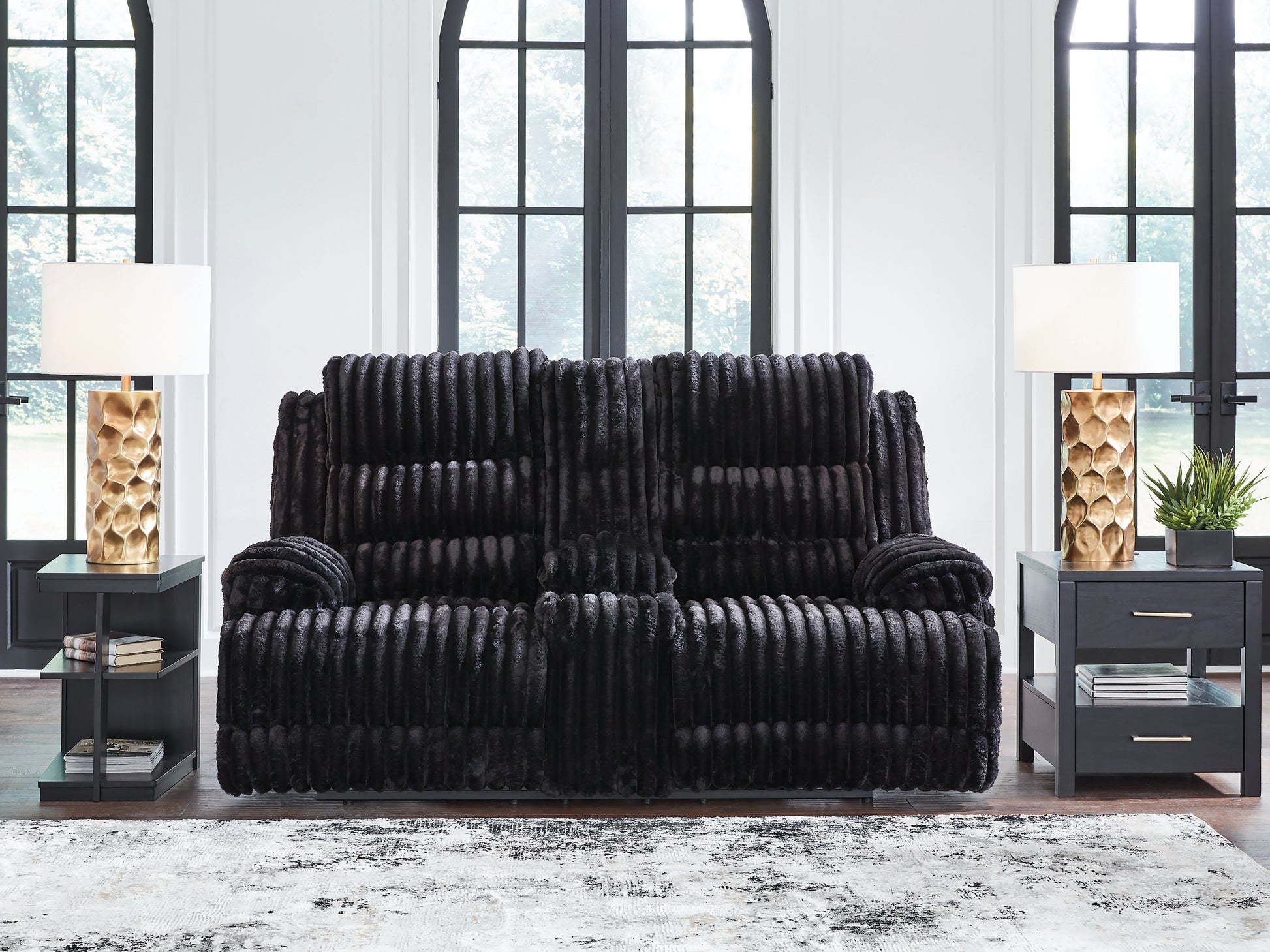 Bradenton Furniture Outlet - Ashley Furniture - Rhine Falls Living Room - DBL REC PWR Loveseat w/Console / Onyx - PC4280596