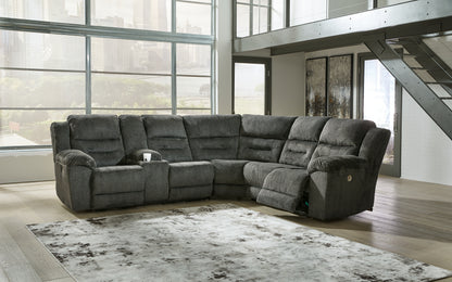 Bradenton Furniture Outlet - Ashley Furniture - Nettington Sectional - 3-Piece Power Reclining Sectional / Smoke - 44101S1