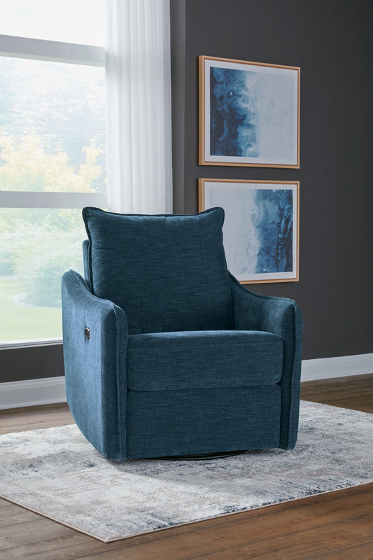 Bradenton Furniture Outlet - Ashley Furniture - McBurg Living Room - Swivel Power Recliner / Navy - 4480128