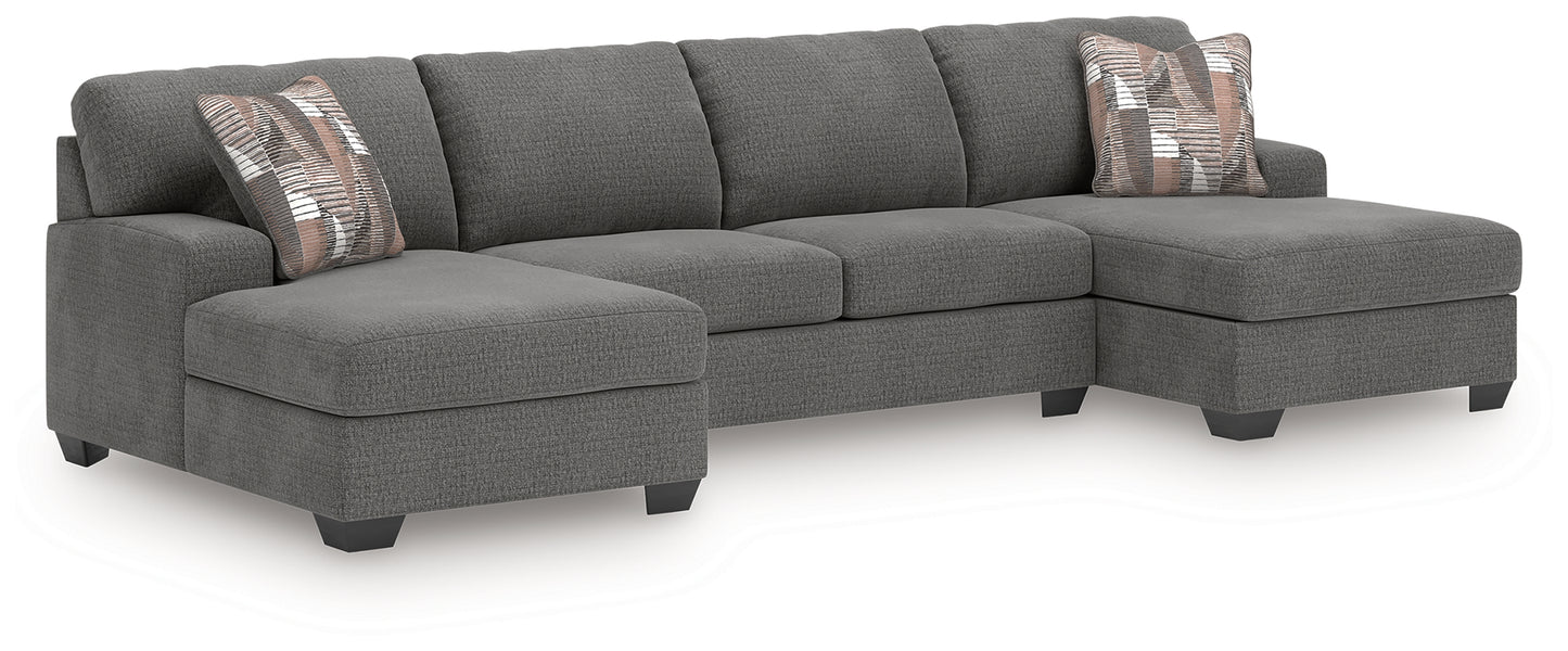 Bradenton Furniture Outlet - Ashley Furniture - Newellen Sectional - RAF 3-Piece Sectional with Double Chaise / Greystone - 48405S3