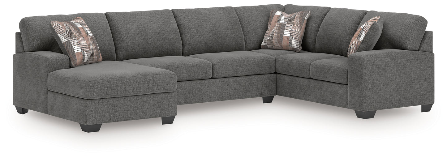 Bradenton Furniture Outlet - Ashley Furniture - Newellen Sectional - RAF 3-Piece Sectional with Chaise / Greystone - 48405S1
