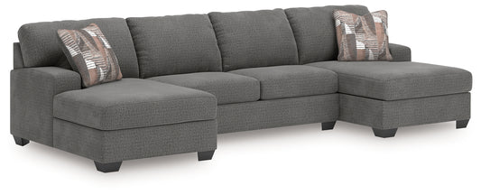 Bradenton Furniture Outlet - Ashley Furniture - Newellen Sectional - RAF 3-Piece Sectional with Double Chaise / Greystone - 48405S3