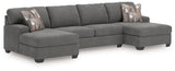 RAF 3-Piece Sleeper Sectional with Double Chaise