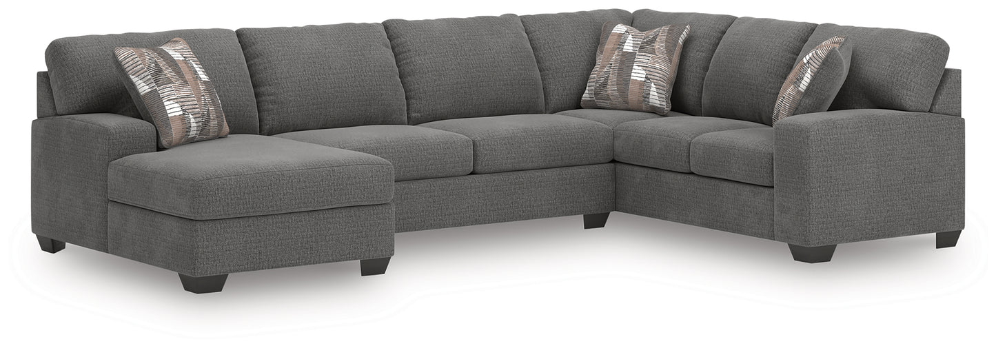 Bradenton Furniture Outlet - Ashley Furniture - Newellen Sectional - RAF 3-Piece Sleeper Sectional with Chaise / Greystone - 48405S5