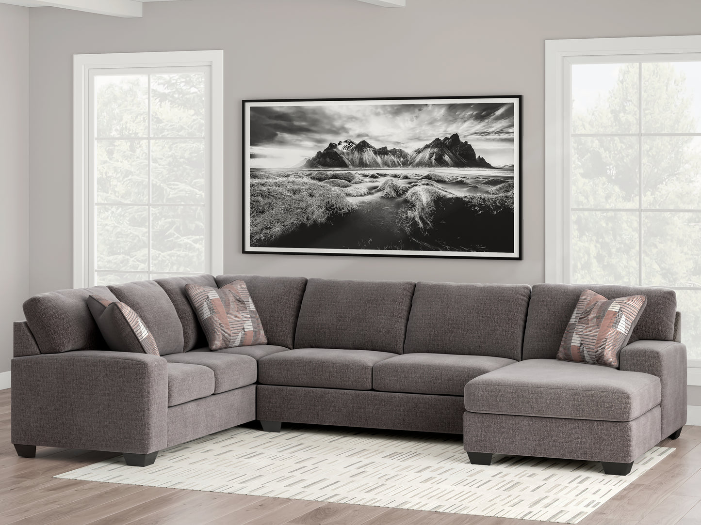 Bradenton Furniture Outlet - Ashley Furniture - Newellen Sectional - LAF 3-Piece Sectional with Chaise / Greystone - 48405S2