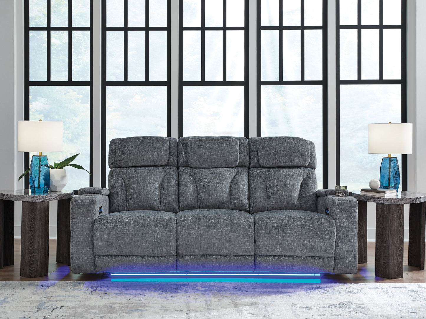 Bradenton Furniture Outlet - Ashley Furniture - Studio Cave Living Room - PWR REC Sofa with ADJ Headrest / Steel - PC4980215