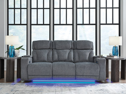 Bradenton Furniture Outlet - Ashley Furniture - Studio Cave Living Room - PWR REC Sofa with ADJ Headrest / Steel - PC4980215