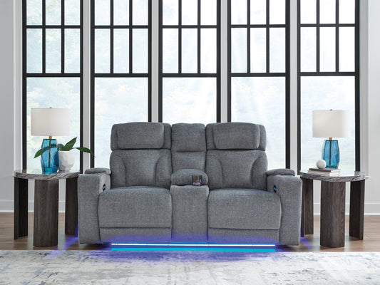Bradenton Furniture Outlet - Ashley Furniture - Studio Cave Living Room - PWR REC Loveseat/CON/ADJ HDRST / Steel - PC4980218